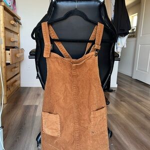 Brown Corduroy Overall Dress